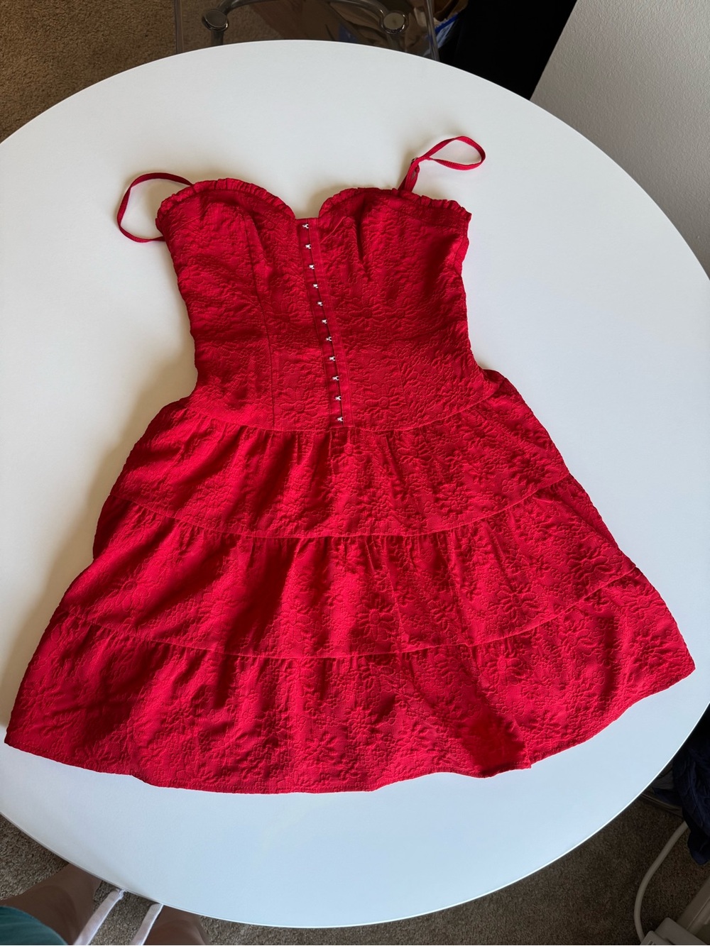 Betsey Johnson Red Tiered Button-Front Mini Dress